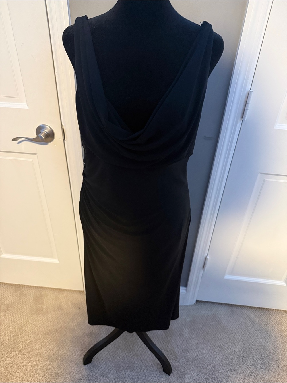 White House Black Market Black Sleeveless Cowl Neck Midi Dress